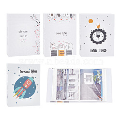 4 Book 4 Patterns Cardboard Cover Interstitial Album Book, Laminated Art Paper Slip-in Pockets Photos Holder Memorial Book, for 100 Laminated 6 Inch Photos, Animal & Rocket Pattern, Mixed Patterns, 180x140x53mm, Inner Size: 65x20mm, 100 photos/book, 1 book/pattern(AJEW-CP0005-38)