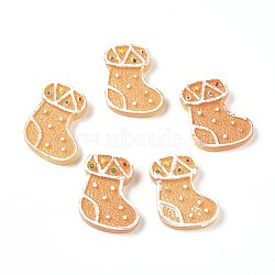Christmas Theme Resin Decoden Cabochons, for Jewelry Making, Boot Shaped Biscuit, Imitation  Food, Orange, 26x26x5mm(RESI-CJC0001-37A)
