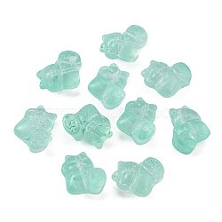 Transparent Glass Beads, Fortune Cat, Aquamarine, 15.5x12x9mm, Hole: 1.2mm(GLAA-TAC0015-01F)