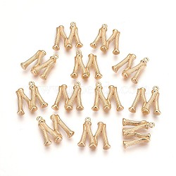 Brass Pendants, Long-Lasting Plated, Real 18K Gold Plated, Nickel Free, Letter, Letter.M, 18x18x4mm, Hole: 1.2mm(KK-F782-08G-M-NF)