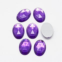 Acrylic Rhinestone Flat Back Cabochons, Faceted, Bottom Silver Plated, Oval, Dark Violet, 18x13x4.5mm(GACR-Q011-13x18-13)