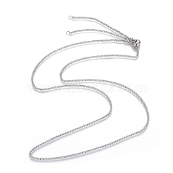 Adjustable 304 Stainless Steel Slider Necklaces, with Rolo Chains and Slider Stopper Beads, Stainless Steel Color, 29.5 inch(75cm), 2mm(MAK-L026-07A-P)