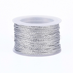 Nylon Metallic Cords, Silver, 1mm, about 20m/Roll(MCOR-E002-11)