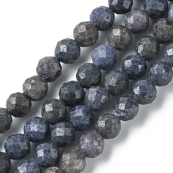 Natural Sapphire Beads Strands, Faceted, Round, 5~5.5mm, Hole: 1mm, about 68~69pcs/strand, 14.96~15.12 inch(38~38.4cm)