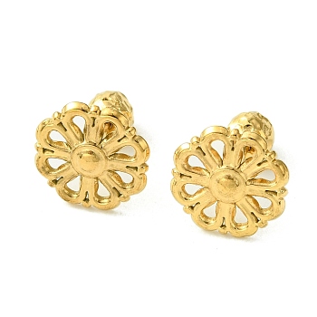 Ion Plating(IP) 304 Stainless Steel Ear Studs, Flower, Golden, 12.5mm
