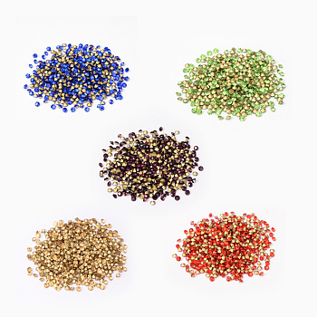 Back Plated Grade A Diamond Glass Pointed Rhinestone Cabochons, Mixed Color, 4.2mm4.2~4.4mm, about 1440pcs/bag