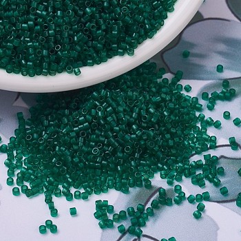 MIYUKI Delica Beads, Cylinder, Japanese Seed Beads, 11/0, (DB0776) Dyed Semi-Frosted Transparent Emerald, 1.3x1.6mm, Hole: 0.8mm, about 2000pcs/10g