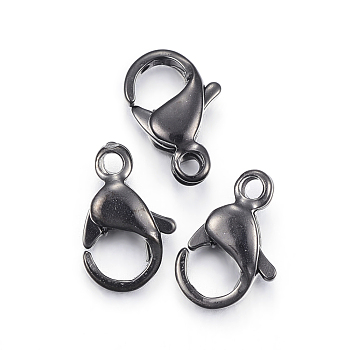 304 Stainless Steel Lobster Claw Clasps, Parrot Trigger Clasps, Electrophoresis Black, 10x6x3mm, Hole: 1.5mm