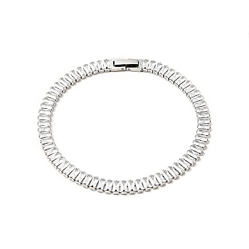 Clear Cubic Zirconia Tennis Bracelet, 304 Stainless Steel Chain Bracelet for Women, Stainless Steel Color, 8-5/8 inch(22cm)