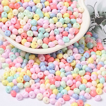 6/0 Opaque Baking Paint Glass Seed Beads, Teardrop, Colorful, 4.5~5x4x3~3.5mm, Hole: 0.9mm, about 5625Pcs/Pound