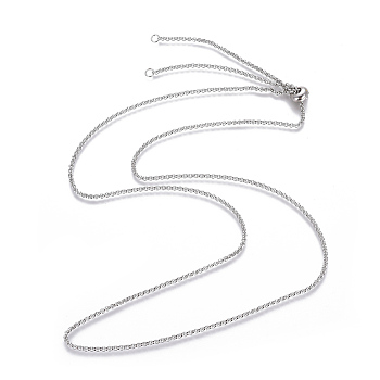 Adjustable 304 Stainless Steel Slider Necklaces, with Rolo Chains and Slider Stopper Beads, Stainless Steel Color, 29.5 inch(75cm), 2mm