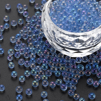 DIY 3D Nail Art Decoration Mini Glass Beads, Tiny Caviar Nail Beads, AB Color Plated, Round, Cornflower Blue, 3.5mm, about 450g/bag