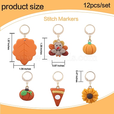 Thanksgiving Day Theme Handmade Polymer Clay Pendant Locking Stitch Markers(HJEW-SW00030)-2
