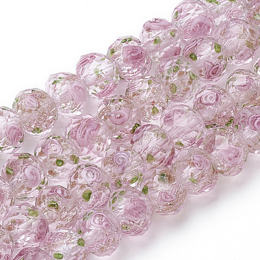 Pink Rondelle Lampwork Beads
