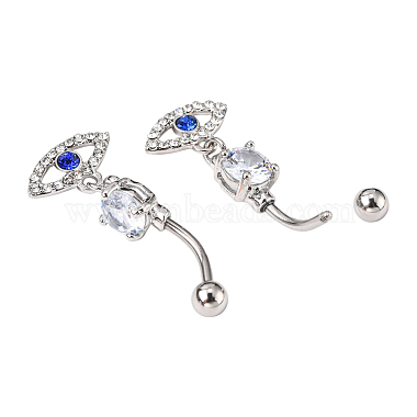 Evil Eye Drop Belly Button Rings for Women(AJEW-C010-01P)-3