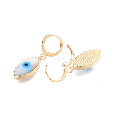 Shell & Synthetic Turquoise Horse Eye Dangle Leverback Earrings(EJEW-N012-77)-3