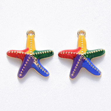 Real 18K Gold Plated Colorful Starfish Brass+Enamel Charms