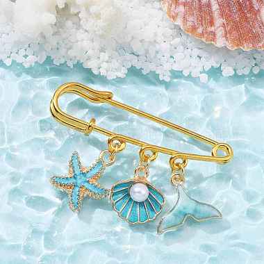 Marine Theme Pendant Alloy Enamel Brooches(JEWB-BR00143-01)-4