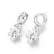 Brass Micro Pave Clear Cubic Zirconia European Dangle Charms(ZIRC-G153-13P)-1