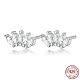 Five Petal Cubic Zirconia Marquise Rhodium Plated 925 Sterling Silver Stud Earrings(LO8075-2)-1