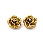 304 Stainless Steel Beads, Rose, Golden, 10x10x6mm, Hole: 1.4mm(STAS-H235-06C-G)