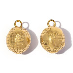 304 Stainless Steel Pendants, Ion Plating(IP), Globe Charms, Mirror Polished Finish, Real 18K Gold Plated, 16x12mm, Hole: 2.4mm(SA-OY002-03G)