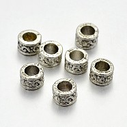 Tibetan Style Alloy Column Spacer Beads, Lead Free & Cadmium Free & Nickel Free, Antique Silver, 5x3mm, Hole: 3mm(X-PALLOY-E381-07AS-NR)