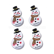 Christmas Style Printed Acrylic Cabochons, Snowman, 37x22x2mm(MACR-O045-01I)