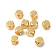 201 Stainless Steel Beads, Cube, Real 18K Gold Plated, 3x3x3mm, Hole: 2.2mm(STAS-K274-07C-G)