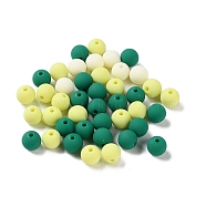 Rubberized Style Imitated Silicone Acrylic Beads, Round, Sea Green, 8x7.5mm, Hole: 1.6mm, about 1923pcs/500g(MACR-D029-01I)
