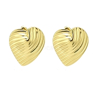 Ion Plating(IP) 304 Stainless Steel Stud Earrings, Heart, Real 14K Gold Plated, 31x27mm(EJEW-K268-09G)