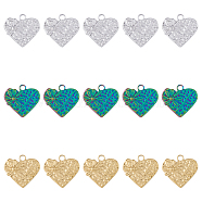 18Pcs 3 Colors 304 Stainless Steel Pendants, Heart with Flower, Mixed Color, 18.5x20x2mm, Hole: 2.5mm, 6pcs/color(STAS-DC0013-33)
