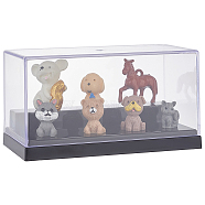 Transparent Acrylic Toys Action Figures Display Boxs, Dustproof Minifigures Display Case with Wood Base, Rectangle, Black, 14.9x8x8.1cm(ODIS-WH0030-76)