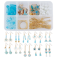 SUNNYCLUE DIY Ocean Theme Dangle Earring Making Kits, Including Glass Beads, Alloy Pendants, Brass Linking Rings & Cable Chain & Pins & Jump Rings, Golden, 12x6x6mm, Hole: 2mm(DIY-SC0016-33)