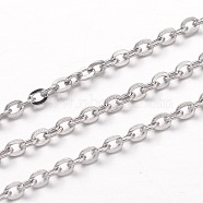 304 Stainless Steel Cable Chains, Soldered, with Spool, Flat Oval, for Jewelry Making, Stainless Steel Color, 3x2.5x0.4mm, about 65.61 Feet(20m)/roll(CHS-K004-05P-0.4mm)