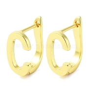 Brass Letter Stud Earrings for Women, Lead Free & Cadmium Free, Real 18K Gold Plated, Letter C, 15.5x7.5mm(EJEW-A038-01C-G)