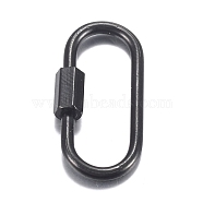 304 Stainless Steel Screw Carabiner Lock Charms, for Necklaces Making, Oval, Electrophoresis Black, 21x11x4mm, Screw: 7x4mm(STAS-H107-04A-B)