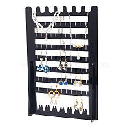 9-Tier Rectangle Acrylic Earring Display Organizer Stands, Tabletop Jewelry Display Holder for Earring Storage, Black, Finish Product: 4.95x20x30cm(EDIS-WH0029-76)