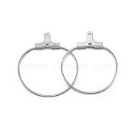 316 Surgical Stainless Steel Hoop Earring Findings, Ring, Stainless Steel Color, 25x22~23x0.7mm, 21 Gauge, Hole: 1mm(STAS-P238-09P-01)