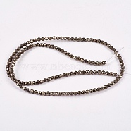 Natural Pyrite Beads Strands, Round, Faceted, 3mm, Hole: 0.5mm, about 130pcs/strand, 15.74 inch(G-L031-3mm-03)