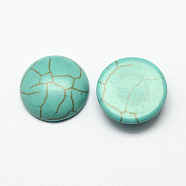 Craft Findings Dyed Synthetic Turquoise Flat Back Dome Cabochons, Half Round, Dark Cyan, 14x5mm(X-TURQ-S266-14mm-01)