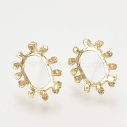 Brass Stud Earring Findings, with Loop, Nickel Free, Real 18K Gold Plated, 17x13.5mm, Hole: 1mm, Pin: 0.8mm(KK-T027-106G)