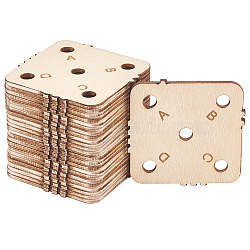 Wooden Knitting Crochet Board, 5-Hole, Square, Blanched Almond, 4.65x4.65x0.2cm, Hole: 5mm(WOOD-WH0034-30)