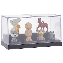 Transparent Acrylic Toys Action Figures Display Boxs, Dustproof Minifigures Display Case with Wood Base, Rectangle, Black, 14.9x8x8.1cm(ODIS-WH0030-76)