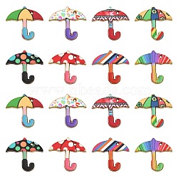 40Pcs 8 Colors Printed Alloy Enamal Pendants, Light Gold, Umbrella, Mixed Color, 20.5x21x1.5mm, Hole: 1.2mm, 5pcs/color(ENAM-CJ0002-62)