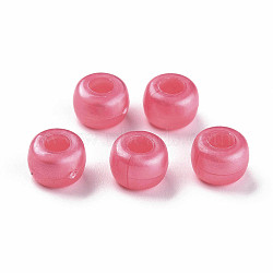 Plastic Pearlized Beads, Barrel, Pale Violet Red, 9x6mm, Hole: 3.5mm, about 1900pcs/500g.(KY-R019-01A)