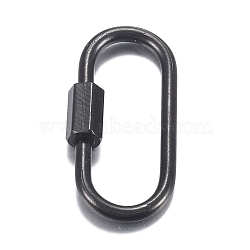 304 Stainless Steel Screw Carabiner Lock Charms, for Necklaces Making, Quick Links, Oval, Electrophoresis Black, 21x11x4mm, Screw: 7x4mm(STAS-H107-04A-B)