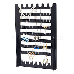 9-Tier Rectangle Acrylic Earring Display Organizer Stands, Tabletop Jewelry Display Holder for Earring Storage, Black, Finish Product: 4.95x20x30cm(EDIS-WH0029-76)