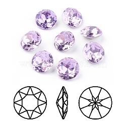 Pointed Back & Back Plated Glass Rhinestone Cabochons, Grade A, Faceted, Flat Round, Violet, 10x5mm(RGLA-J012-10mm-371)