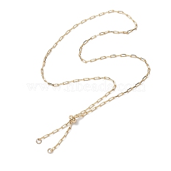 Brass Slider Necklace Makings, with Paperclip Chains and Slider Beads, Real 18K Gold Plated, 24.02 inch(61cm)(AJEW-JB01270)